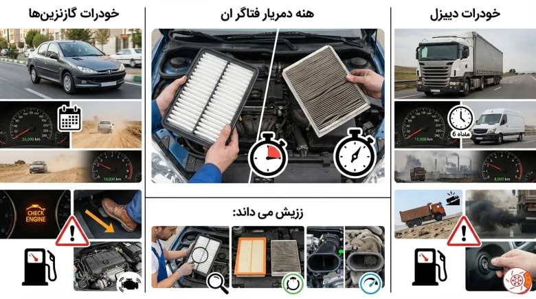 بهترین زمان تعویض فیلتر هوا برای خودروهای بنزینی و دیزلی