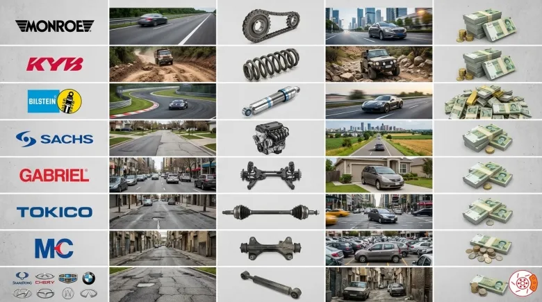 بهترین برند کمکفنر جلو و مقایسه کیفیتها