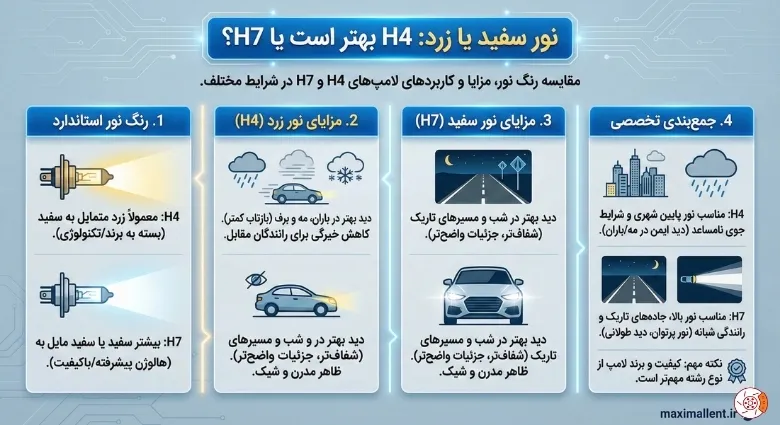 نور سفید یا زرد: H4 بهتر است یا H7؟