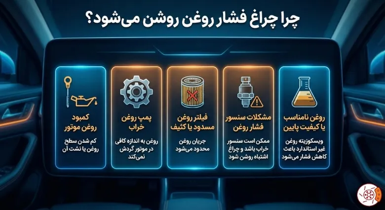 چرا چراغ فشار روغن روشن میشود؟ چرا چراغ فشار روغن روشن میشود؟