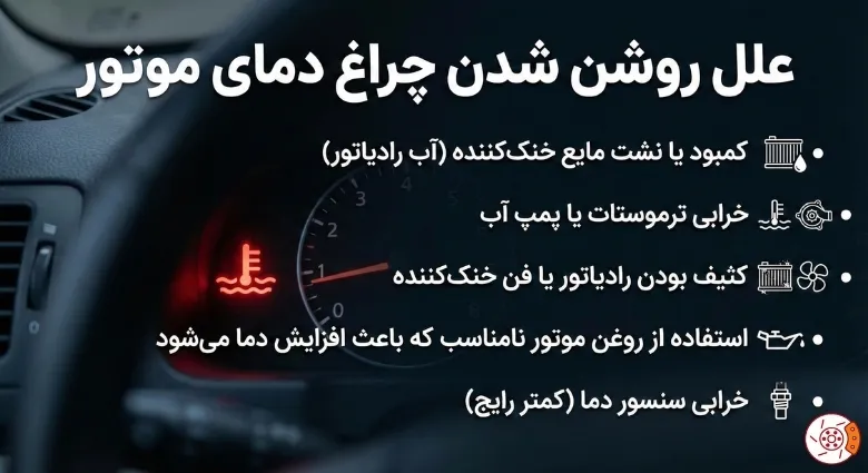 علل روشن شدن چراغ دمای موتور علل روشن شدن چراغ دمای موتور