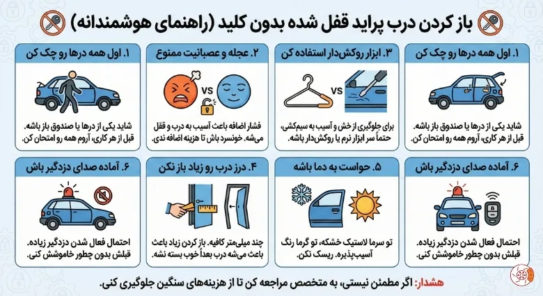 باز کردن درب پراید قفل شده بدون کلید