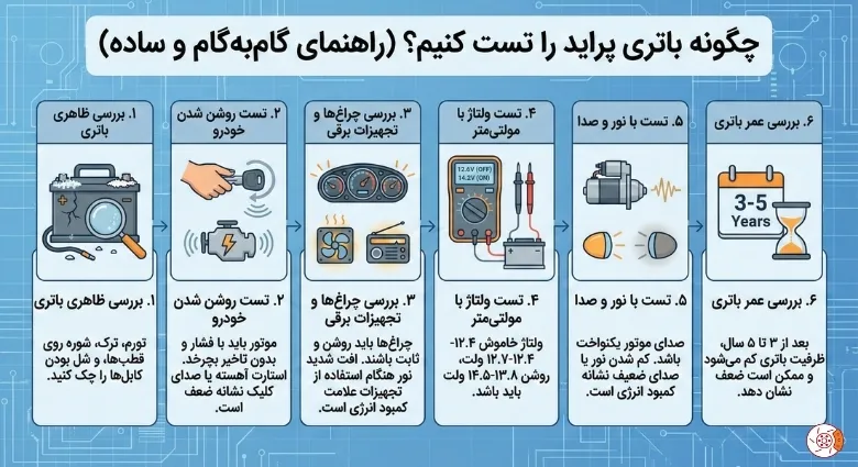 چگونه باتری پراید را تست کنیم؟ چگونه باتری پراید را تست کنیم؟