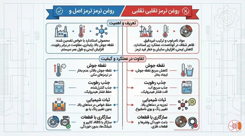 تفاوت روغن ترمز اصل و تقلبی