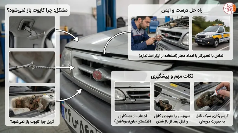 دسته و اهرم باز کردن کاپوت پراید کجاست؟ دسته و اهرم باز کردن کاپوت پراید کجاست؟