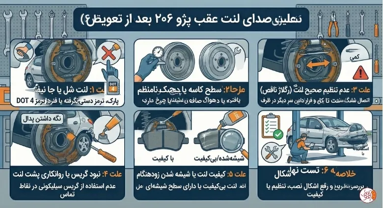 علت صدای لِنت عقب پژو ۲۰۶ بعد از تعویض