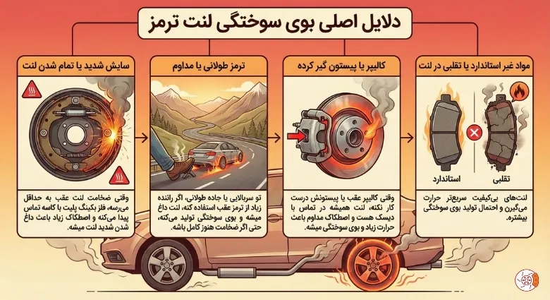 بوی سوختگی از لنت عقب