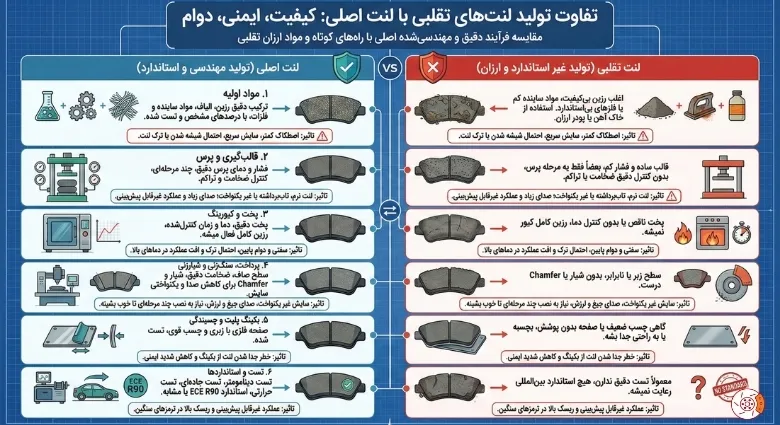 تفاوت تولید لنت‌های تقلبی با لنت اصلی