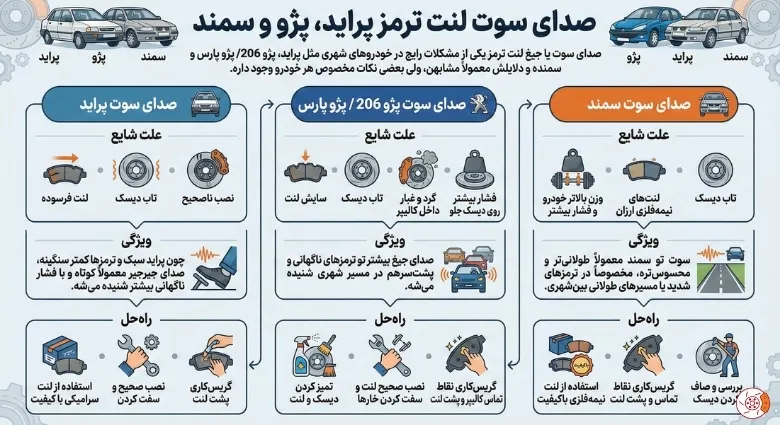 صدای سوت لنت ترمز پراید، پژو و سمند