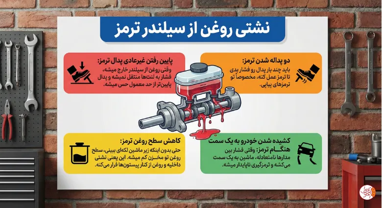 نشتی روغن از سیلندر ترمز نشتی روغن از سیلندر ترمز