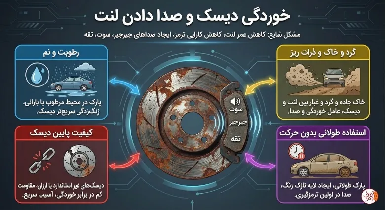 خوردگی دیسک و صدا دادن لنت خوردگی دیسک و صدا دادن لنت