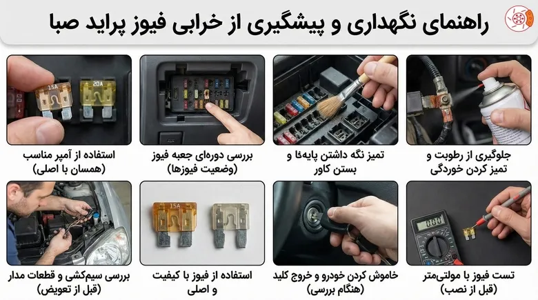 راهنمای نگهداری و پیشگیری از خرابی فیوز پراید صبا راهنمای نگهداری و پیشگیری از خرابی فیوز پراید صبا
