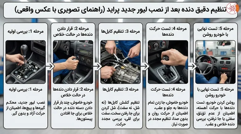 تنظیم دقیق دنده بعد از نصب لیور جدید پراید