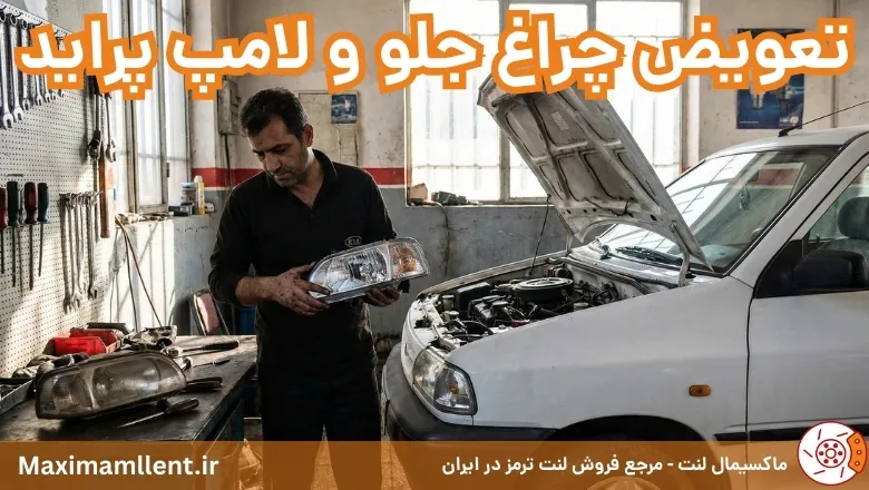 تعویض چراغ جلو و لامپ پراید