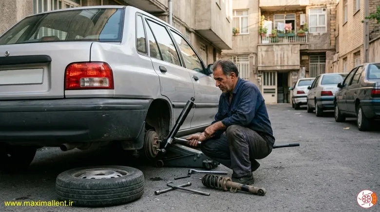 تعویض کمک عقب پراید