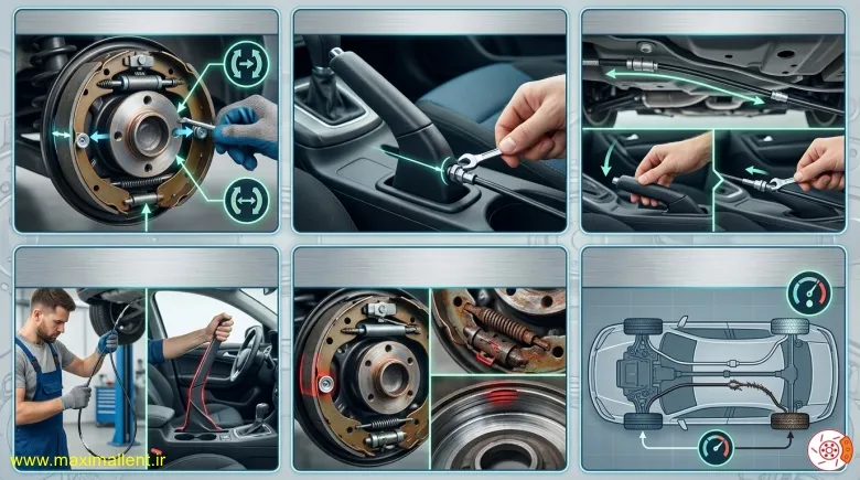 تعویض سیم ترمز دستی پراید